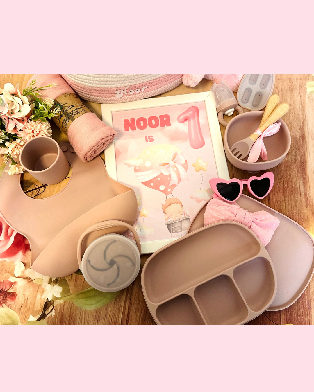 18-pieces - One-derful Milestone Gift Basket - Pink