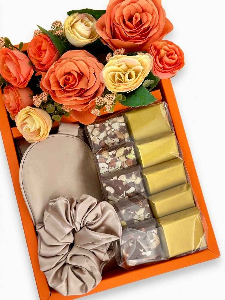 Luxury Silk & Chocolate Gift for Women - Gold
