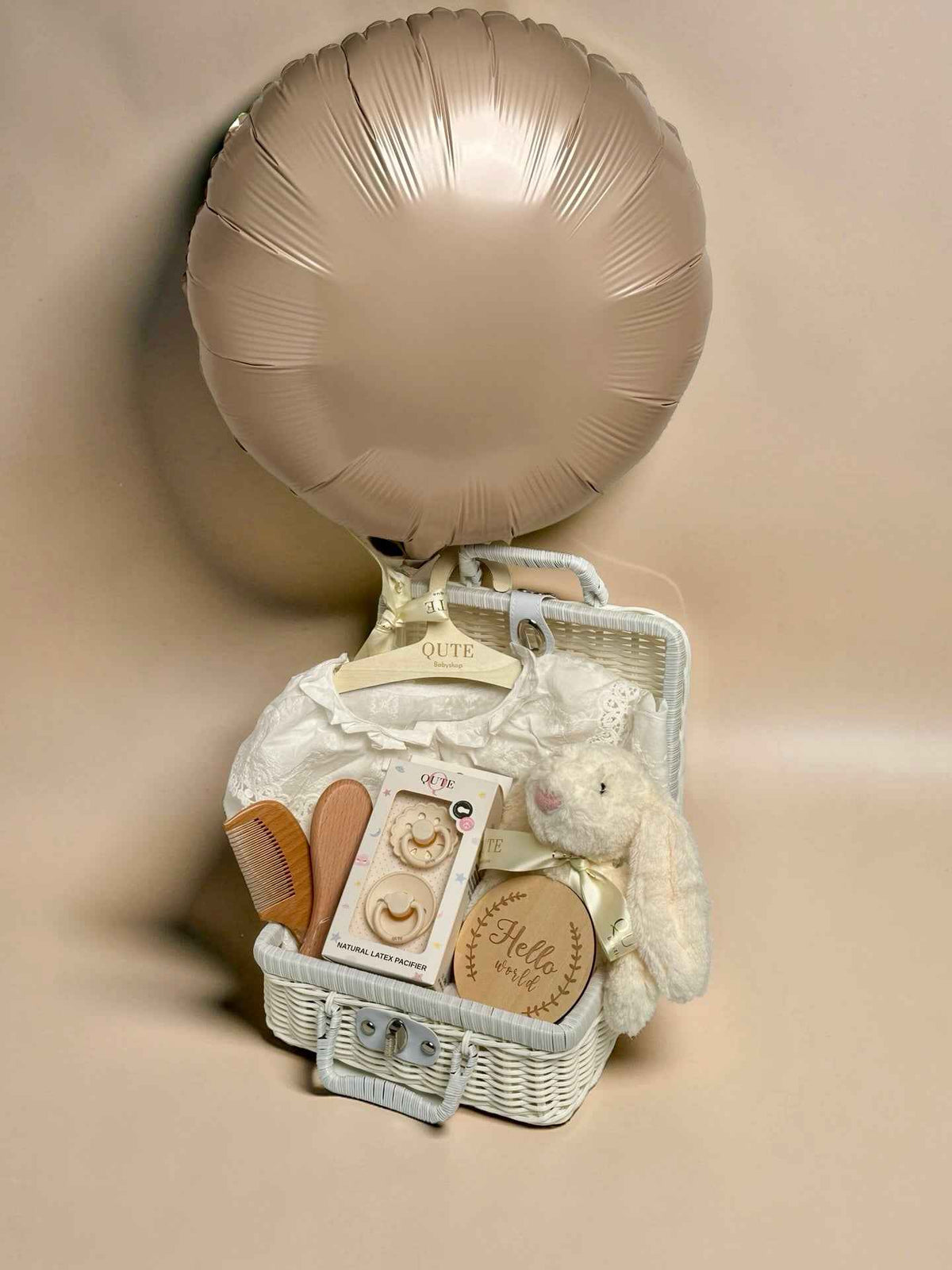 The Pure White Celebration - Deluxe Baby Girl Gift Set with Balloon