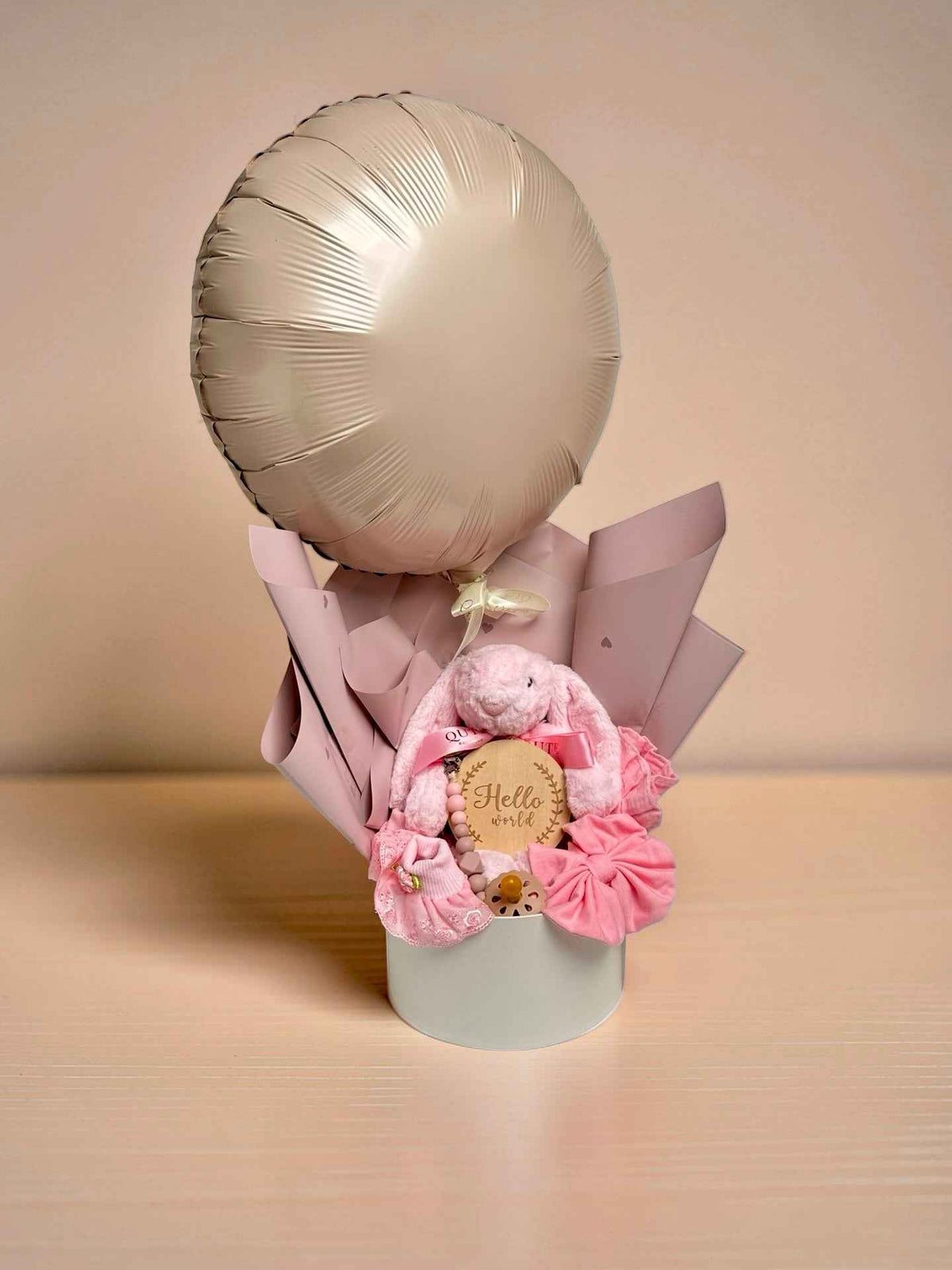The Pink Blush Balloon - Baby Girl Gift Bouquet Box