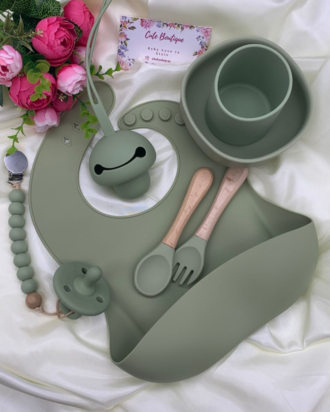 9-pieces-Newborn Essentials Gift Set Olive Green – QuteGifts