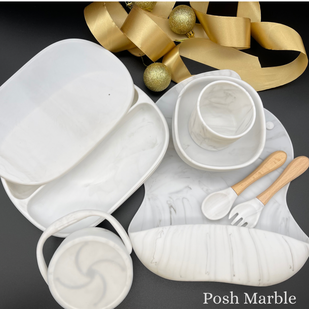 9 pieces -Baby Feeding Set - Posh Marble