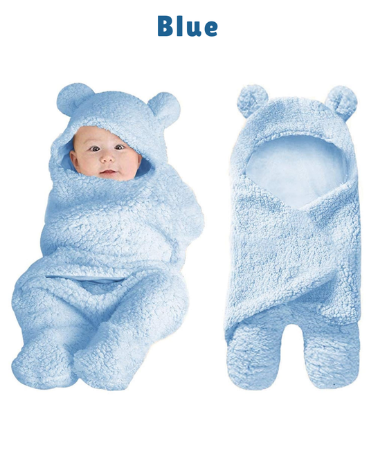 Baby Wrap teddy Bear Blanket - Light Blue