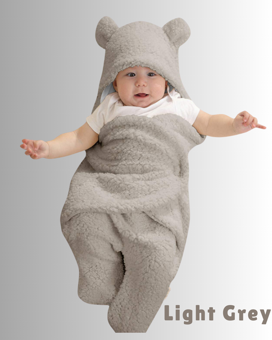 Baby Wrap Teddy Bear Blanket - Light Grey