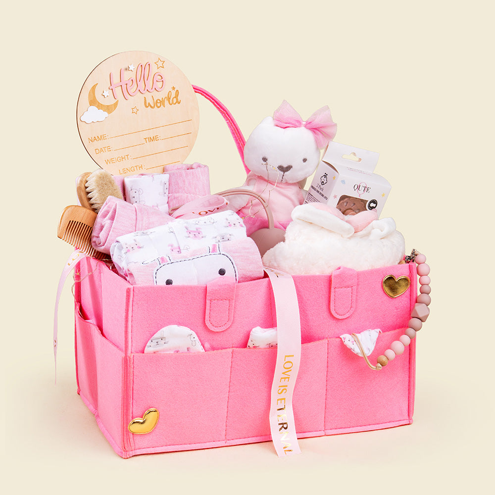 19-piece- Welcome to the World - Newborn Hamper - Baby Girl