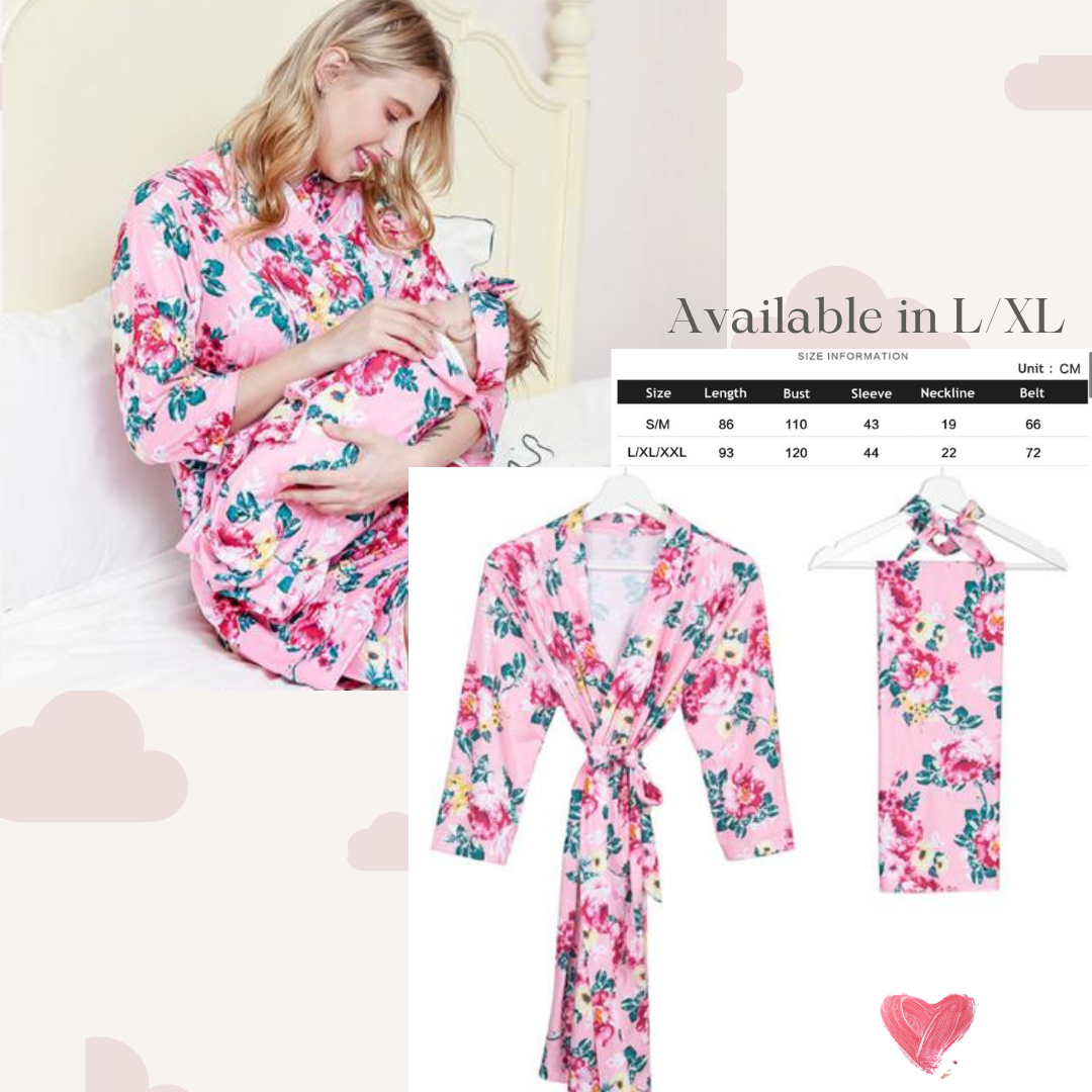 Mommy & Me - Mathcing Delivery Robe and swaddle - Pink