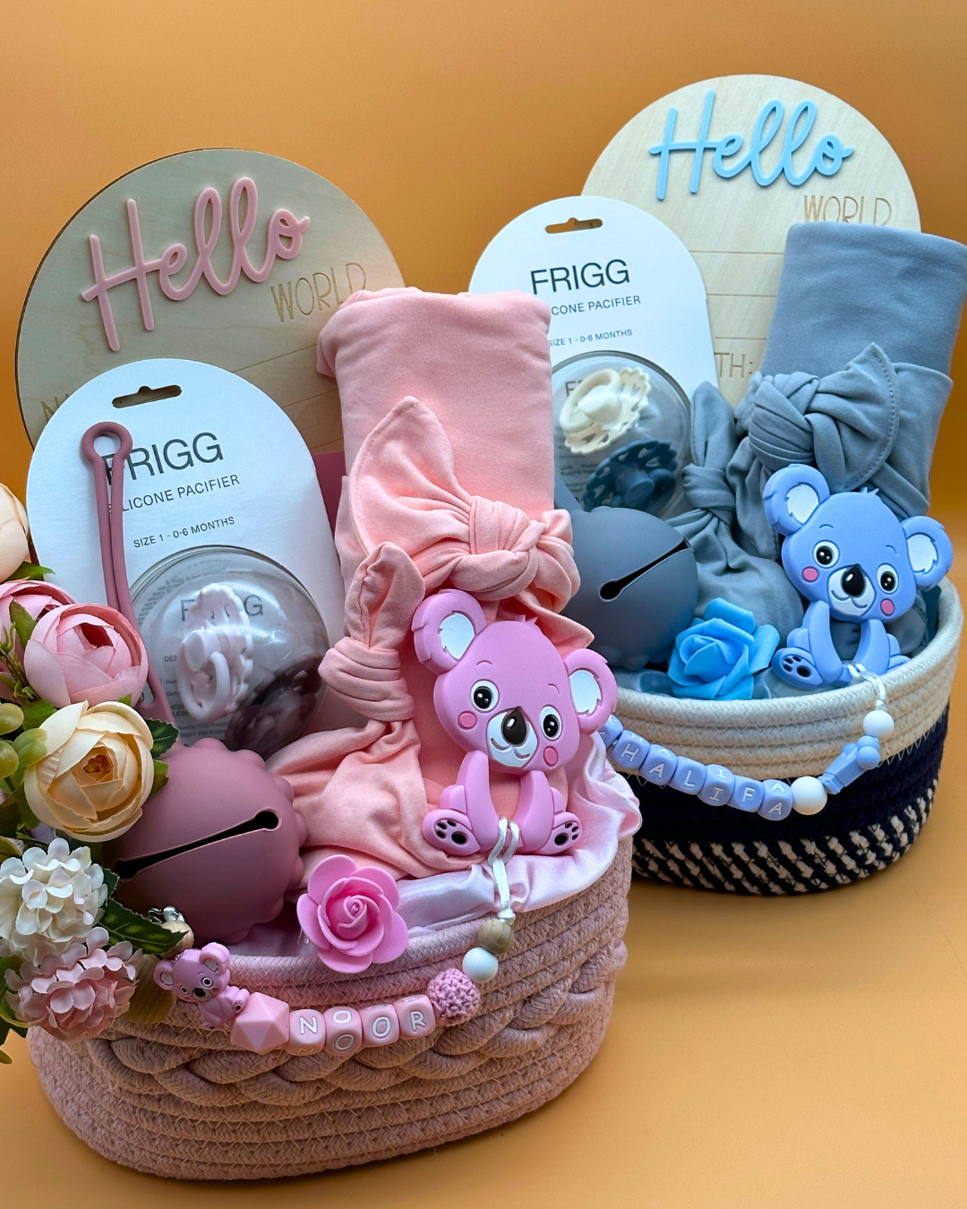 10-pieces - Snuggles & Cuddles Baby Basket - Blush Pink