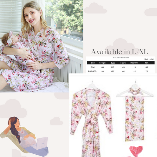 Mommy & Me - Matching Delivery Robe and Swaddle - Light Pink