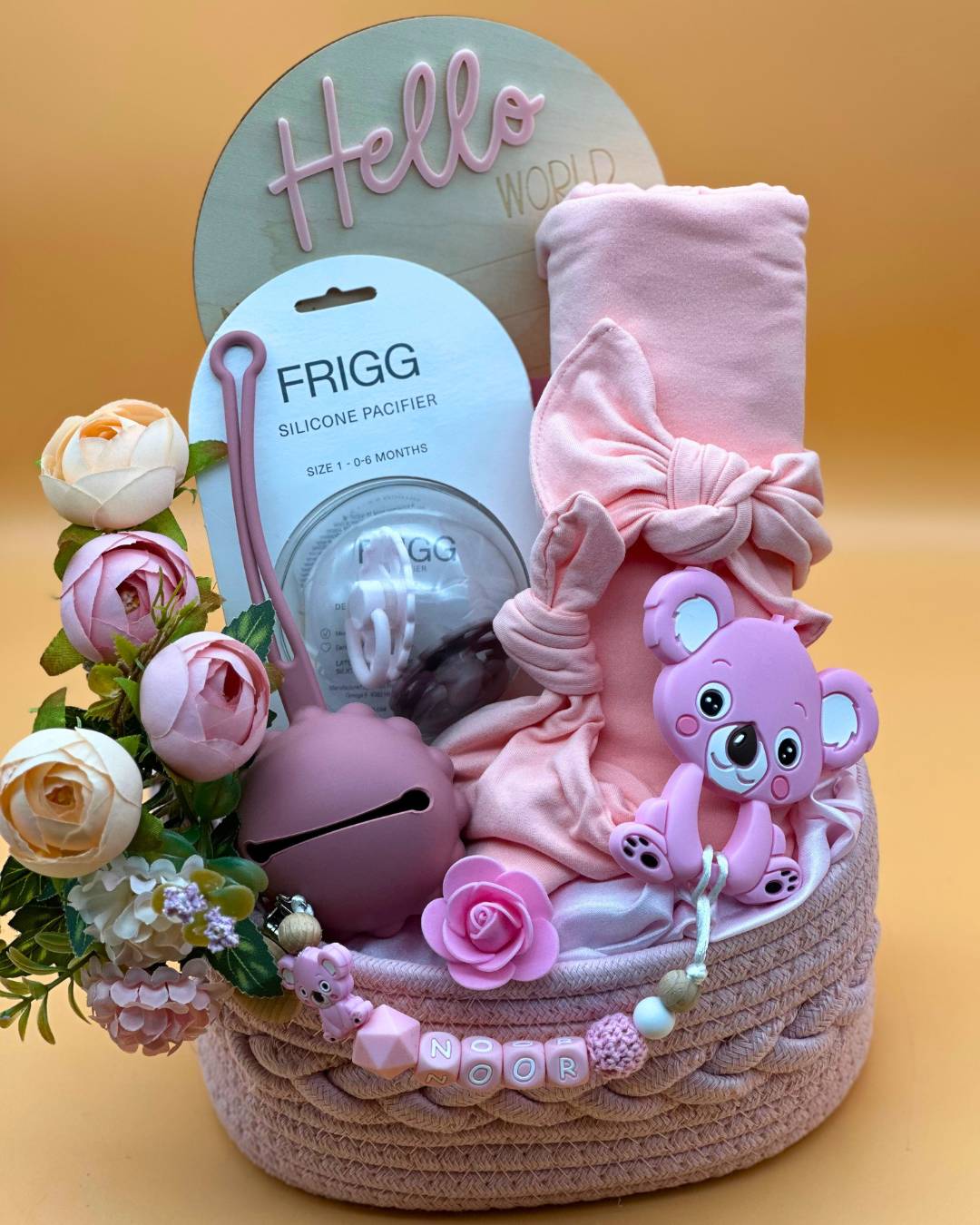 10-pieces - Snuggles & Cuddles Baby Basket - Blush Pink