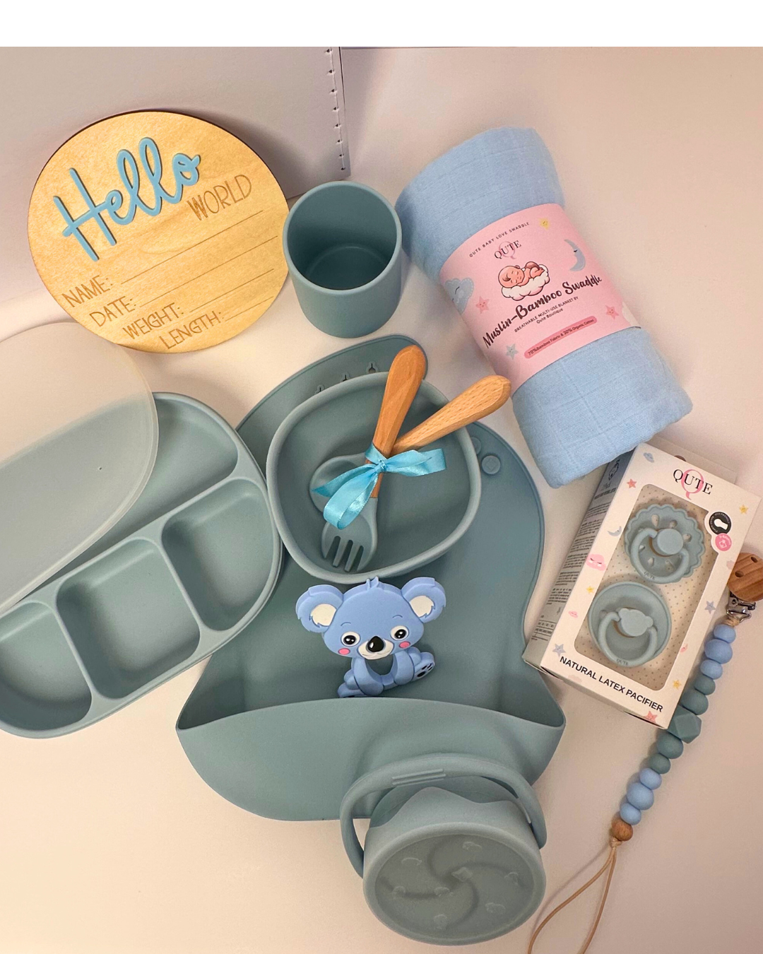 16-pieces-Baby's First Journey Case-Dusty blue