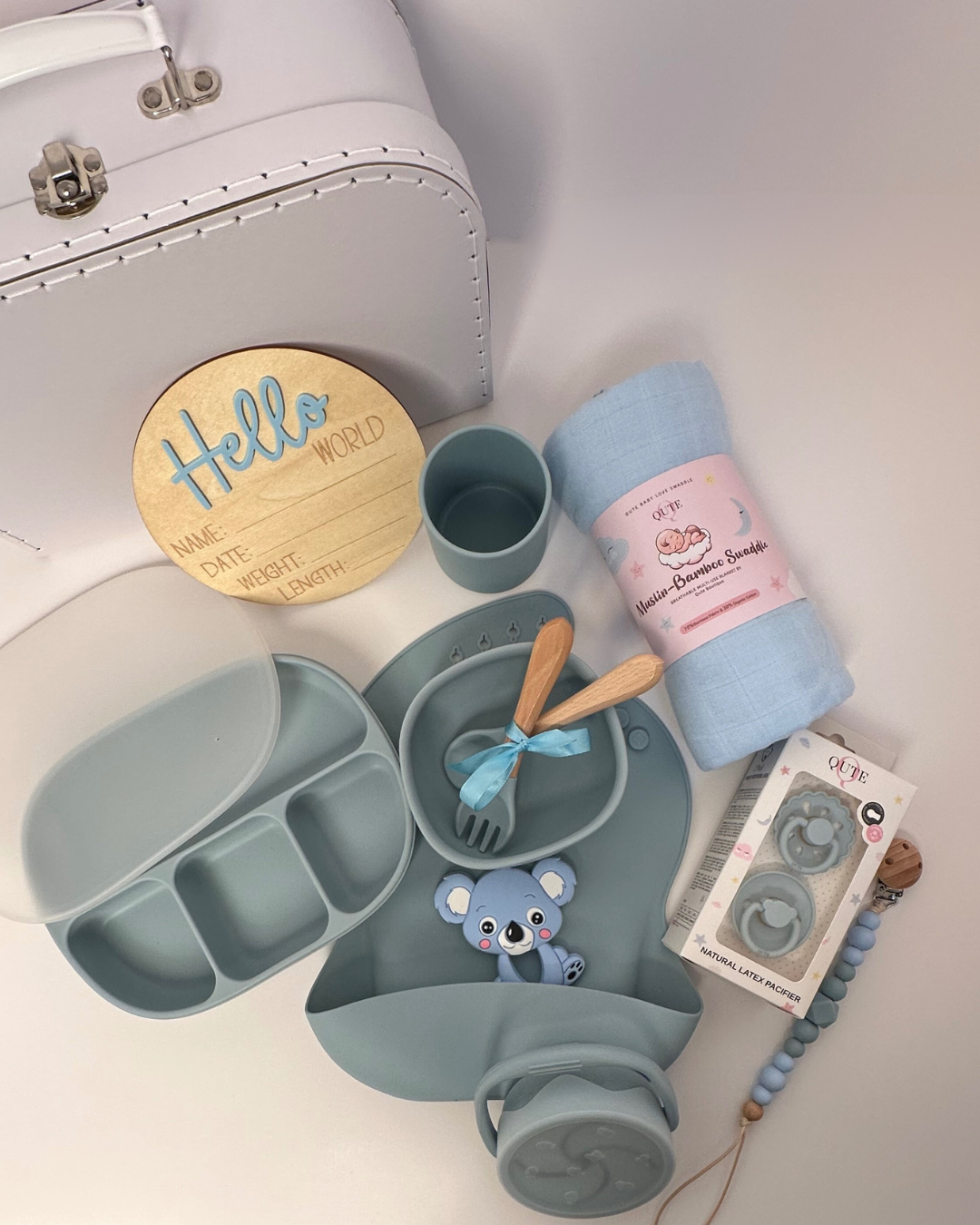 16-pieces-Baby's First Journey Case-Dusty blue