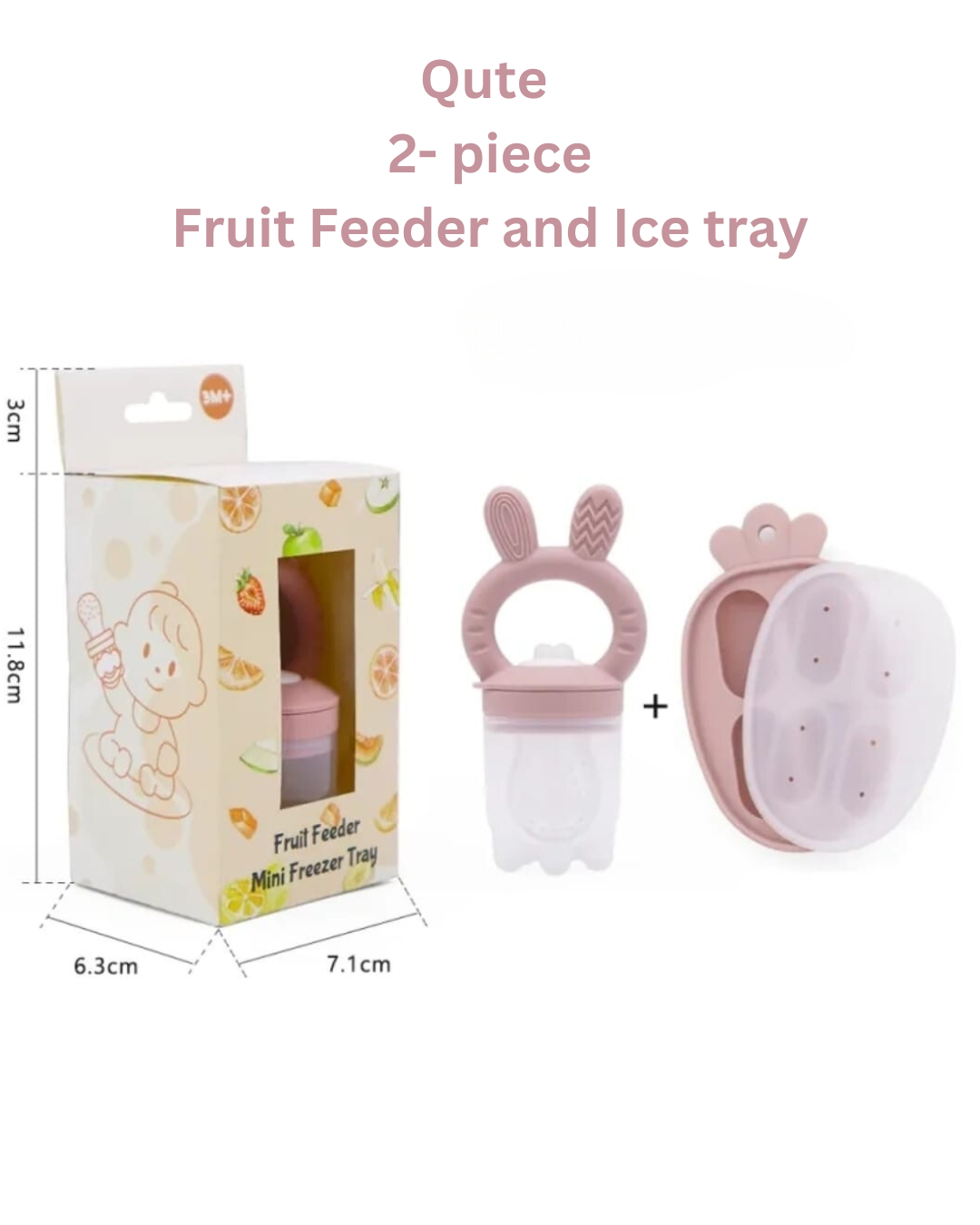 Baby Fruit Feeder & Tray Set - Rose Pink