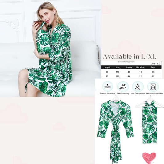 Mommy & Me - Matching Delivery Robe and Swaddle - Green