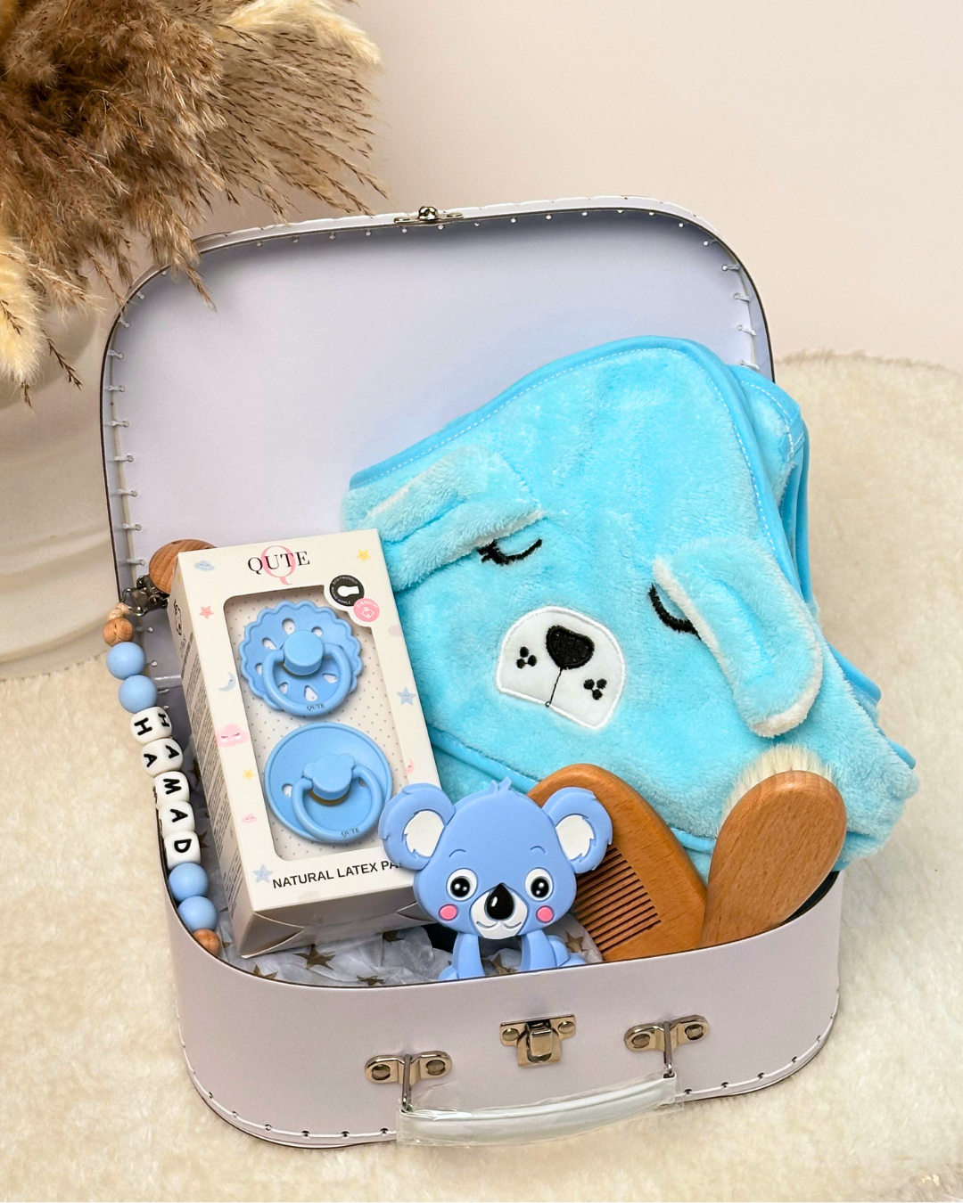 8-piece-Comfort and Care Keepsake Bath Set with Bouquet - Baby Boy