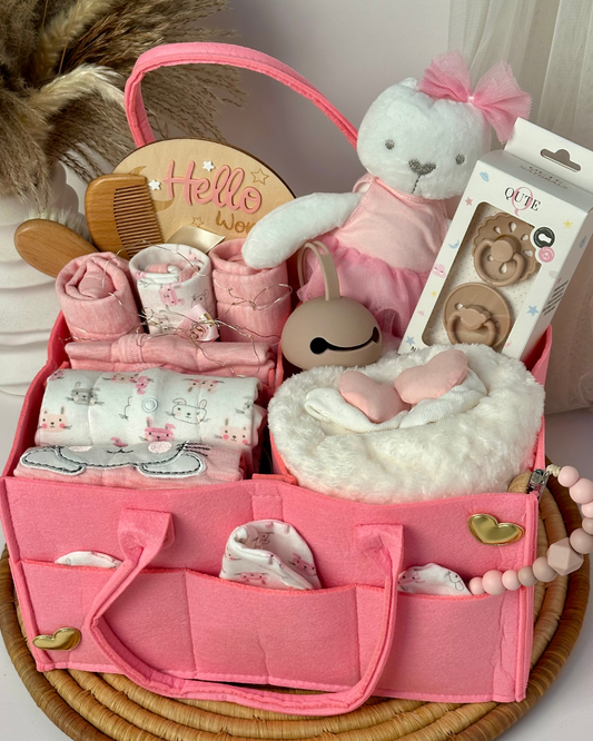 21-piece- Welcome to the World - Newborn Hamper - Baby Girl