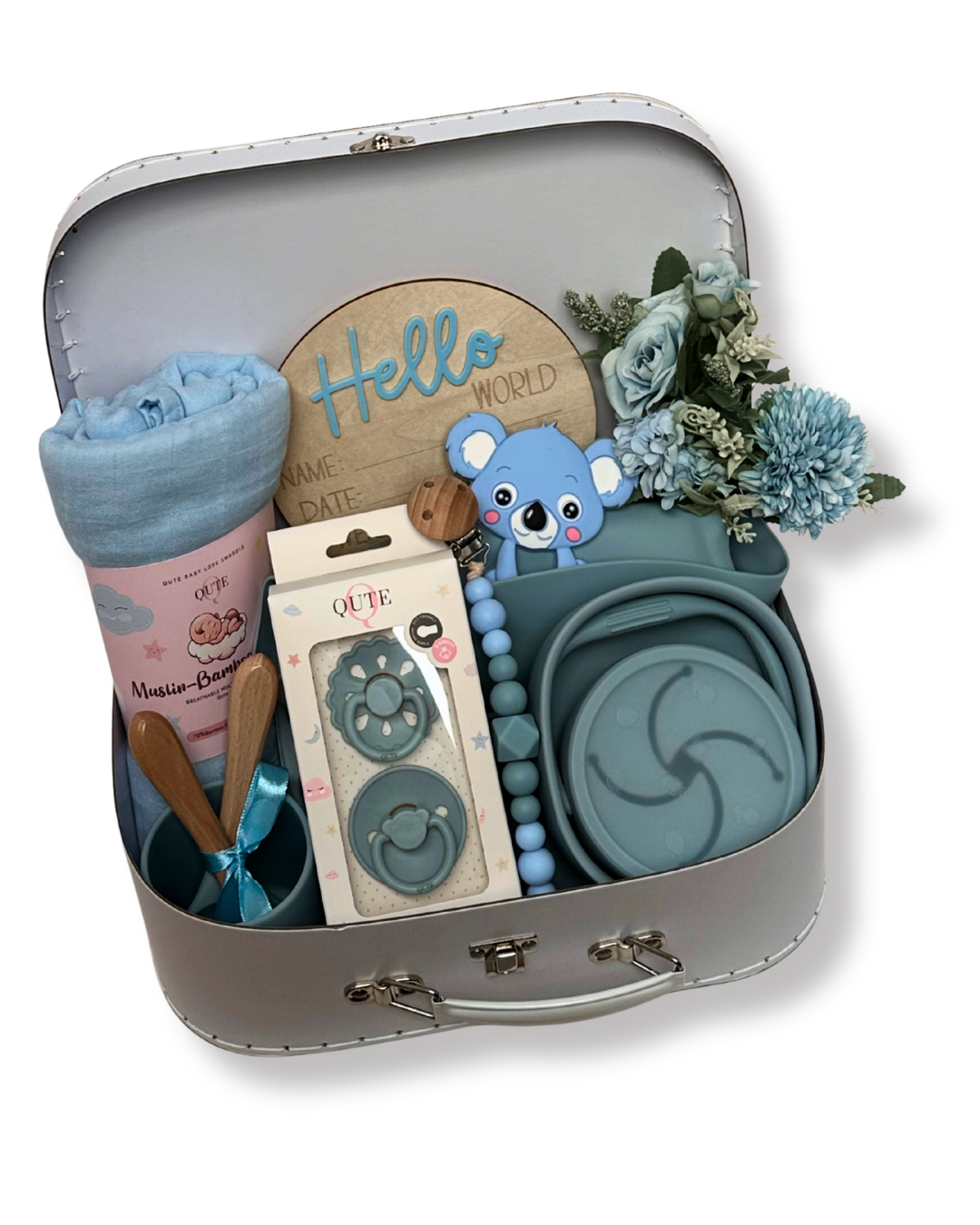 16-pieces-Baby's First Journey Case-Dusty blue