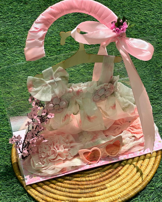 6-pieces - First Birthday Gift - Pink & White Floral Cloud