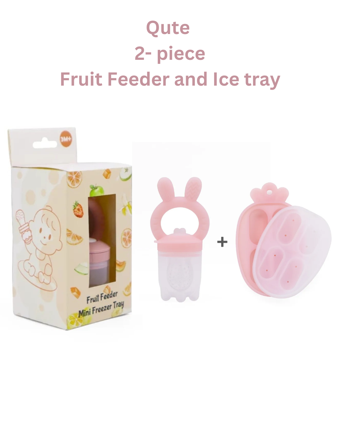 Baby Fruit Feeder & Tray Set - Baby Pink