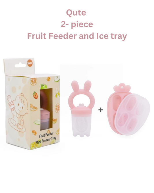 Baby Fruit Feeder & Tray Set - Baby Pink