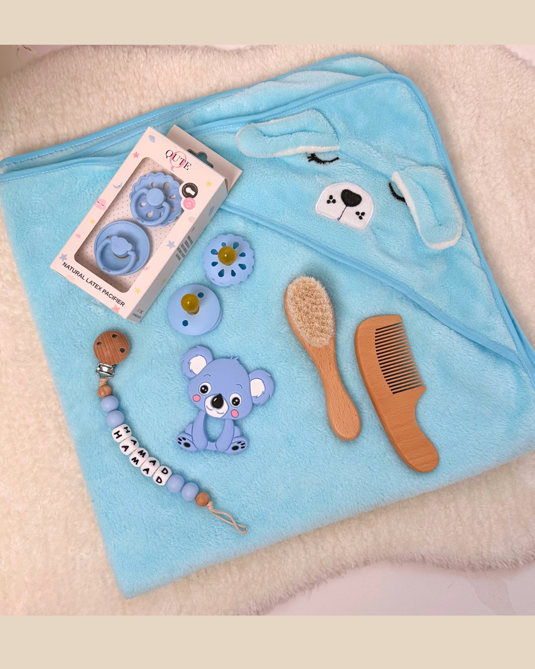 8-piece-Comfort and Care Keepsake Bath Set with Bouquet - Baby Boy