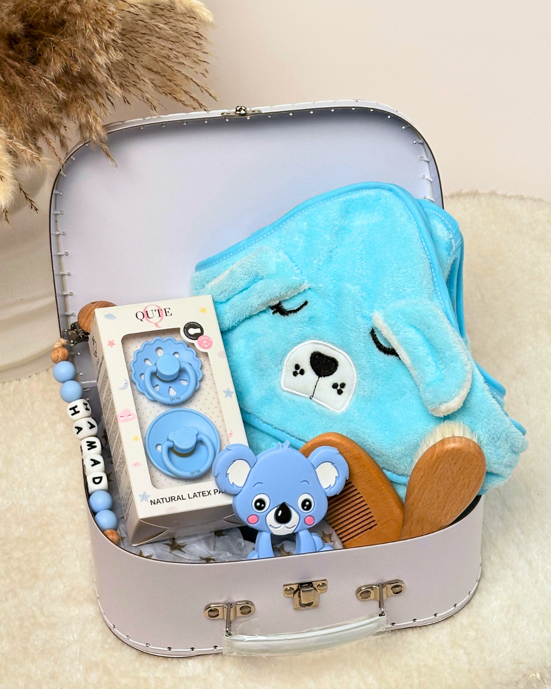 8-piece-Comfort and Care Keepsake Bath Set with Bouquet - Baby Boy