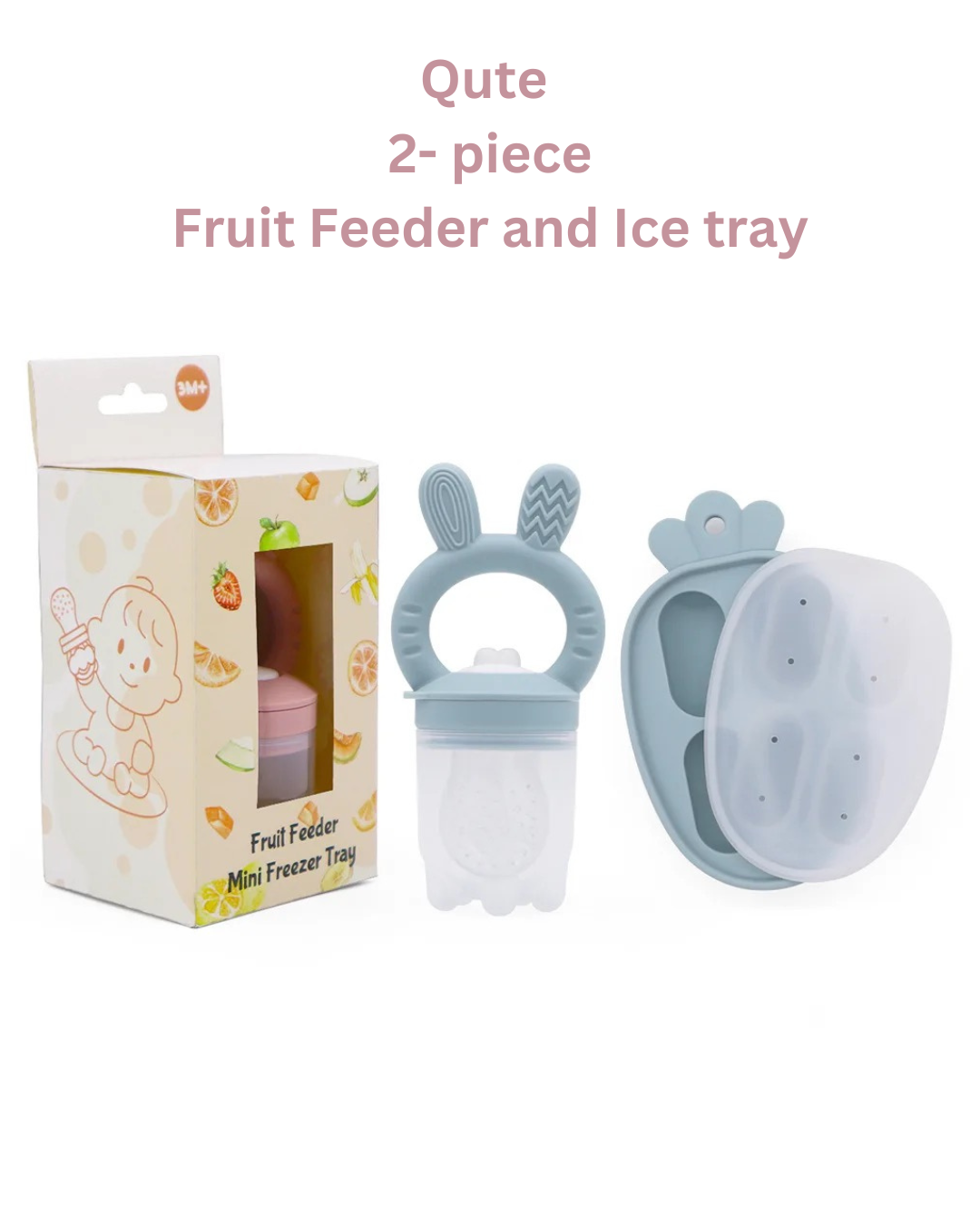 Baby Fruit Feeder & Tray Set - Dusty Blue