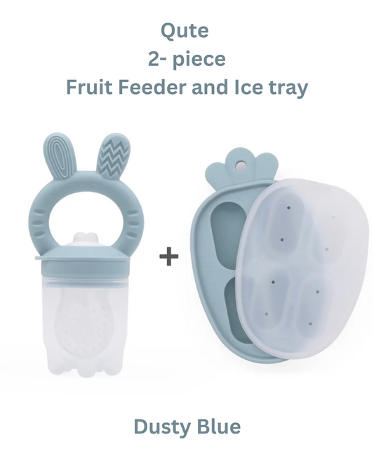 Baby Fruit Feeder & Tray Set - Dusty Blue