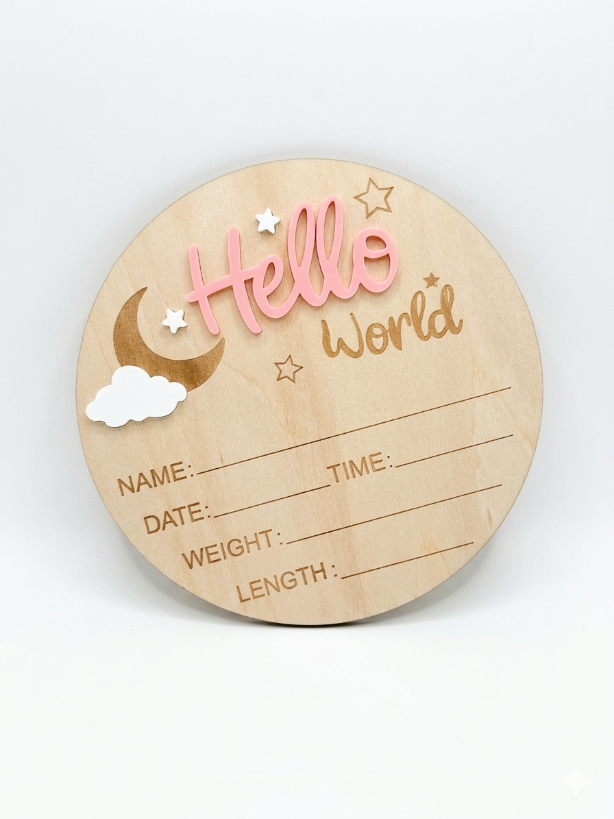 Hello World Milestone Card-Pink