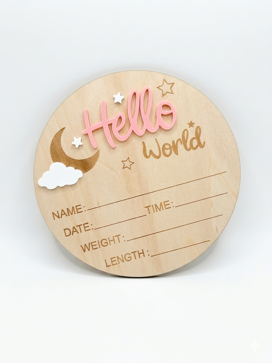 Hello World Milestone Card-Pink