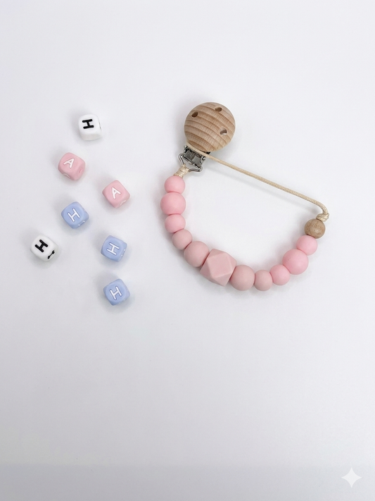 Pacifier Holder with name - Pink