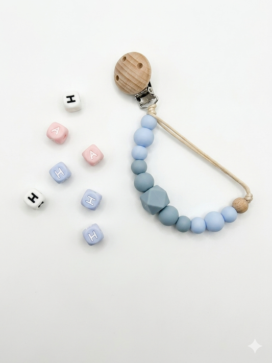 Pacifier Holder with name - Blue
