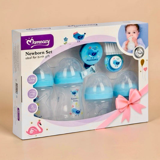طقم هدايا رضّاعات الأطفال - 9 قطع - راحة وعناية - صغير - أزرق