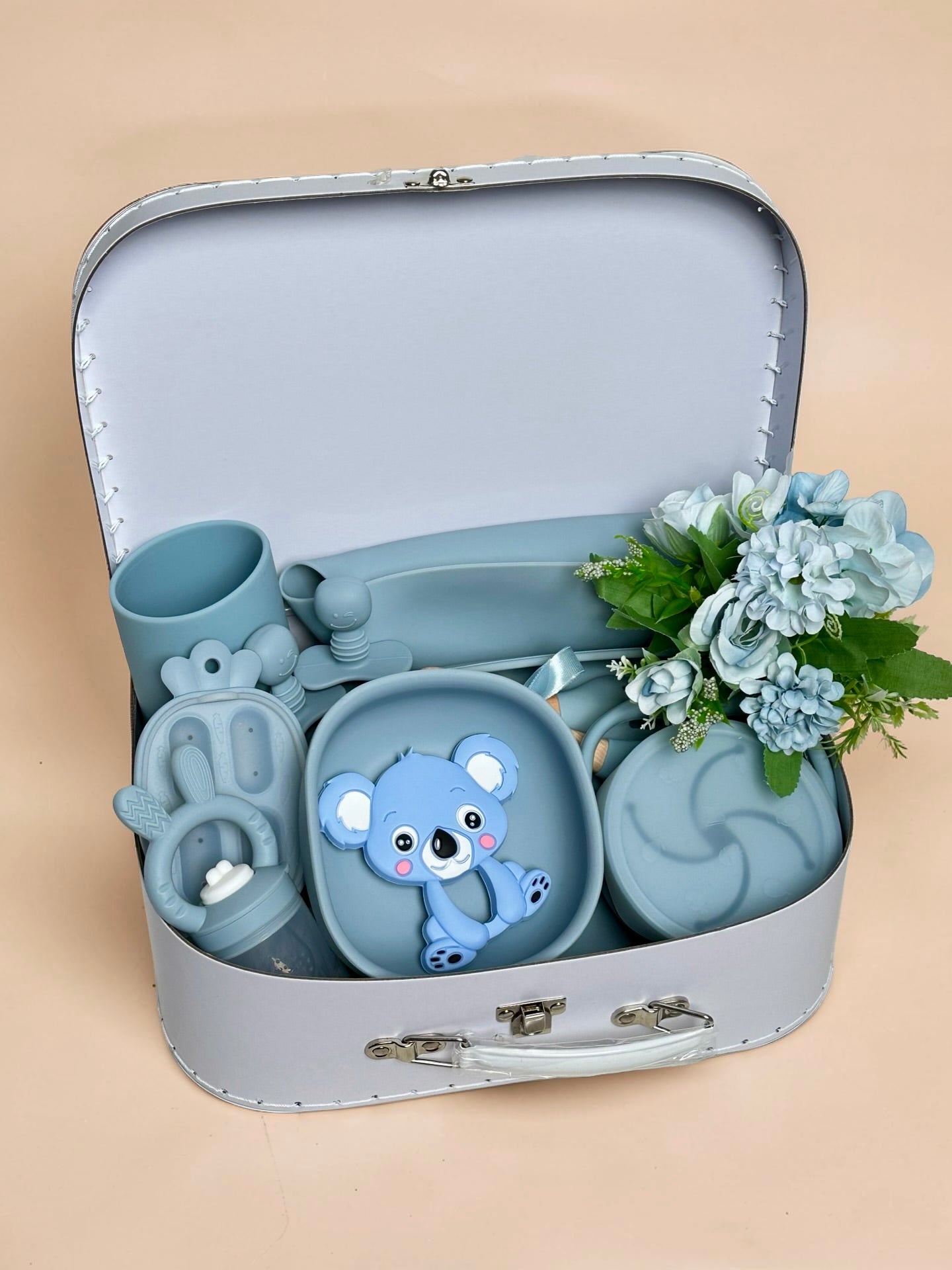 First Bites - Complete Silicone Feeding Set - Dusty Blue