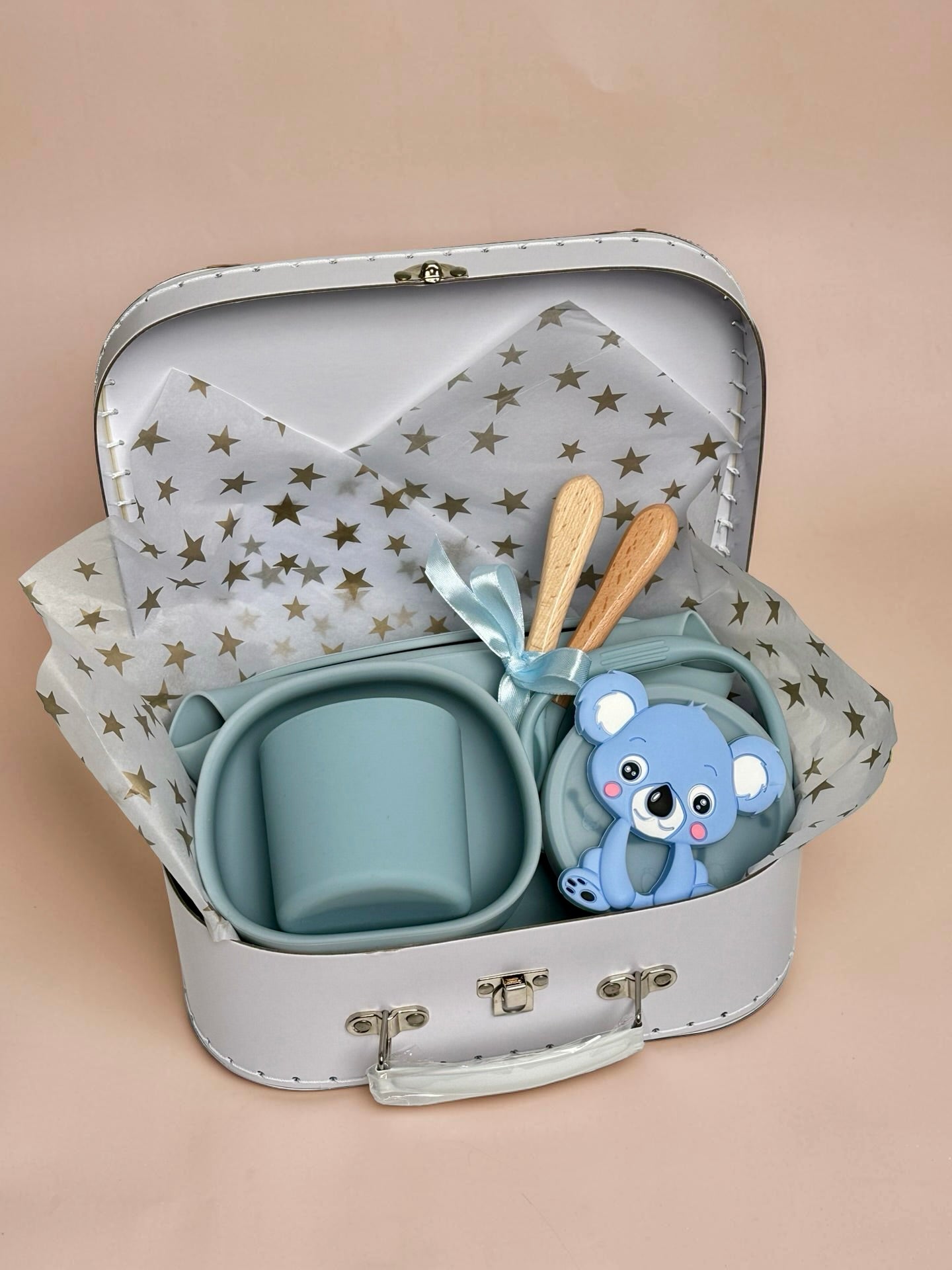 First Bites - Beginner Silicone Feeding Set - Dusty Blue