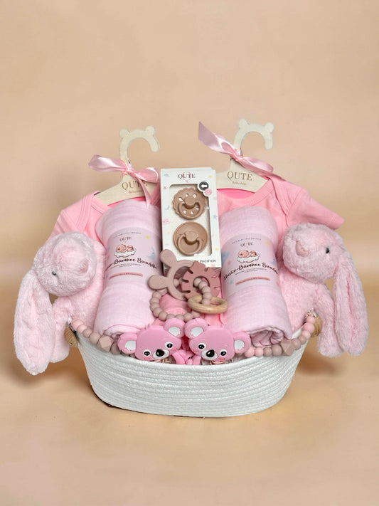 Twins Baby Basket - Double the cuddles - Pink