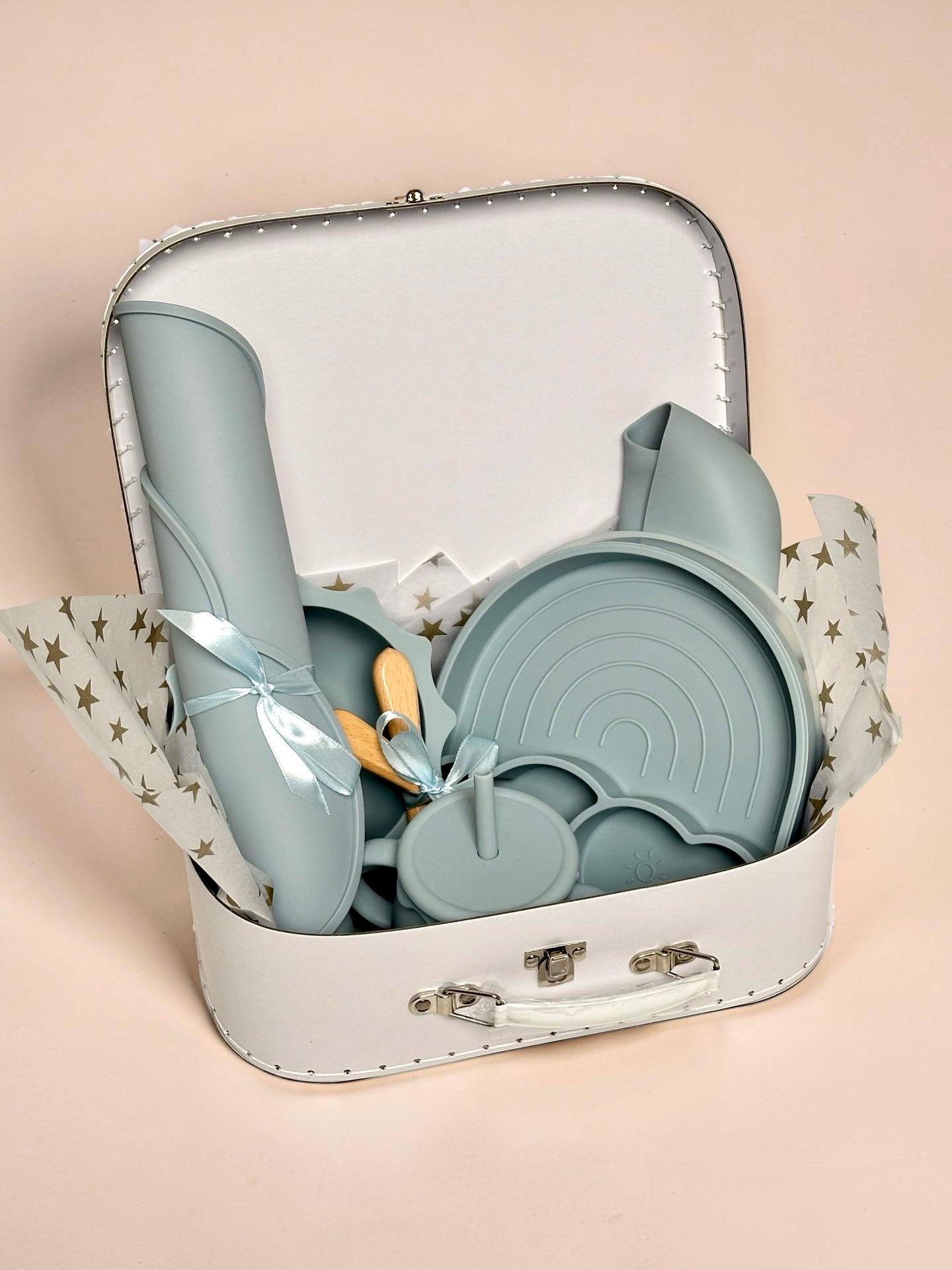 Sunshine Smiles - Baby Feeding Set - Dusty Blue