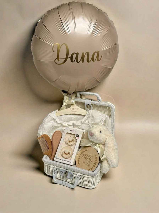 The Pure White Celebration - Deluxe Baby Girl Gift Set with Balloon