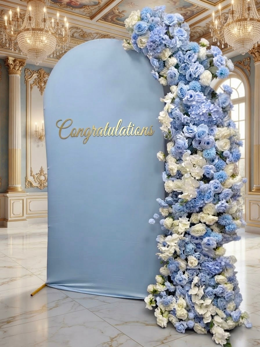Luxury Blue & White Floral Arch | Premium Faux Flower Installation for Events