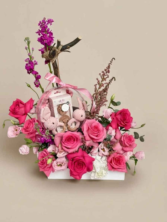 Baby Bloom Bubble – "Double Joy" Twin Girls Keepsake Arrangement | Floral Art by Plaza Hollandi
