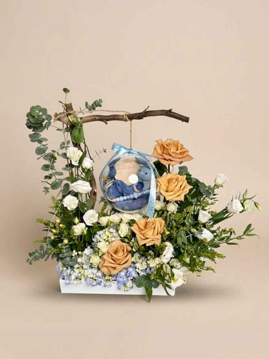 Baby Bloom Bubble – "Little Prince Milestone" Blue Keepsake Arrangement | Floral Art by Plaza Hollandi