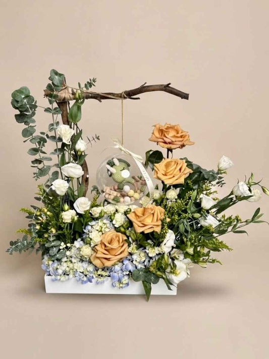Baby Bloom Bubble – "Little Dinosaur" Blue Keepsake Arrangement | Floral Art by Plaza Hollandi