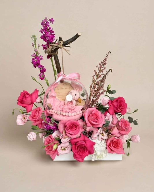 Baby Bloom Bubble – "Royal Heirloom" Ultimate Personalized Keepsake Arrangement | Floral Art by Plaza Hollandi