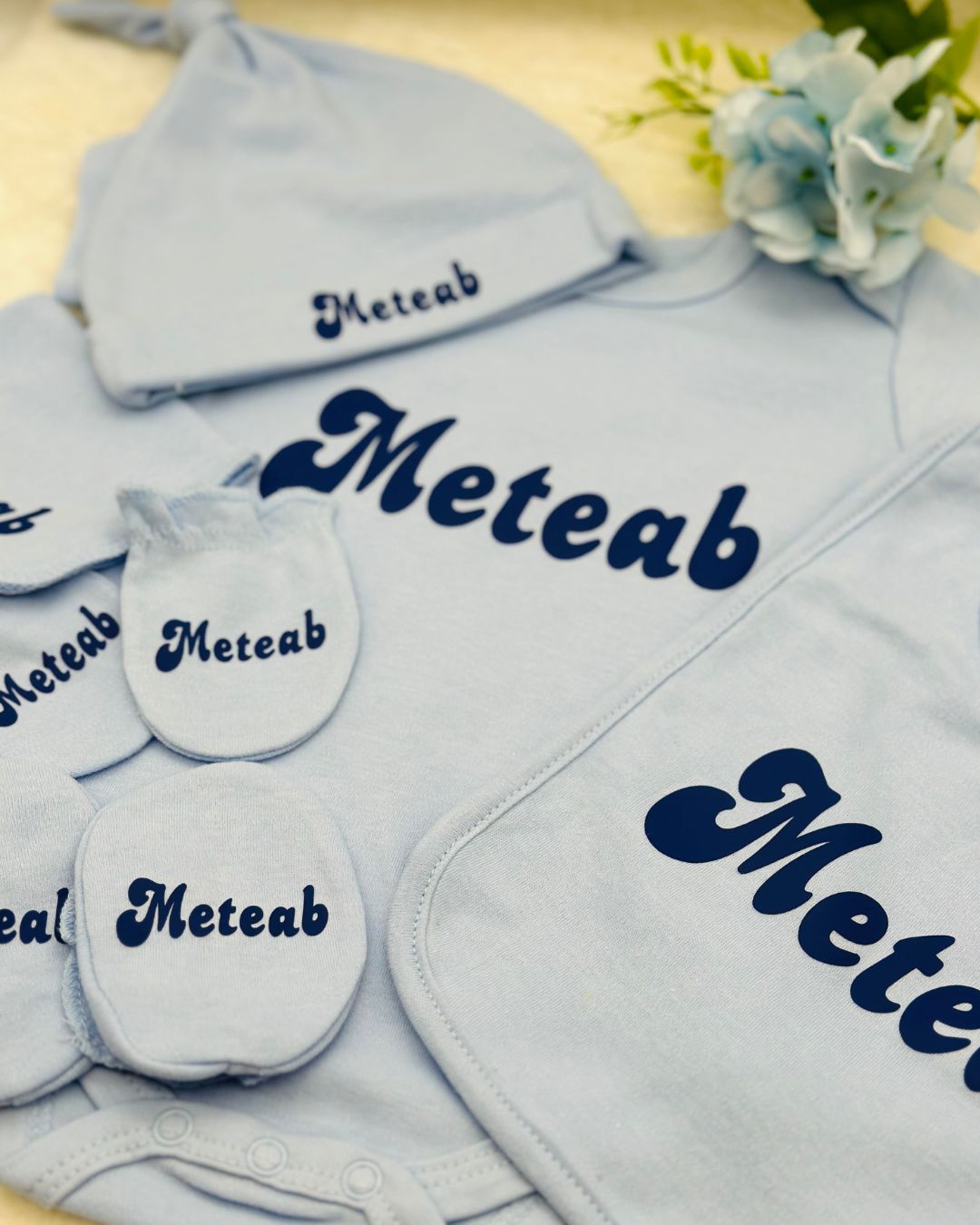 8-piece -Personalized Baby Boy Clothing Set - Viewing Window Packaging