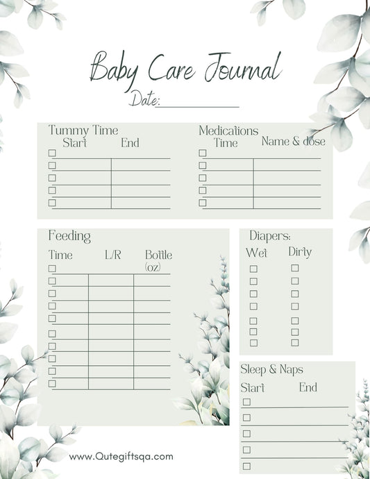 Baby Care Journal - Peaceful Green!