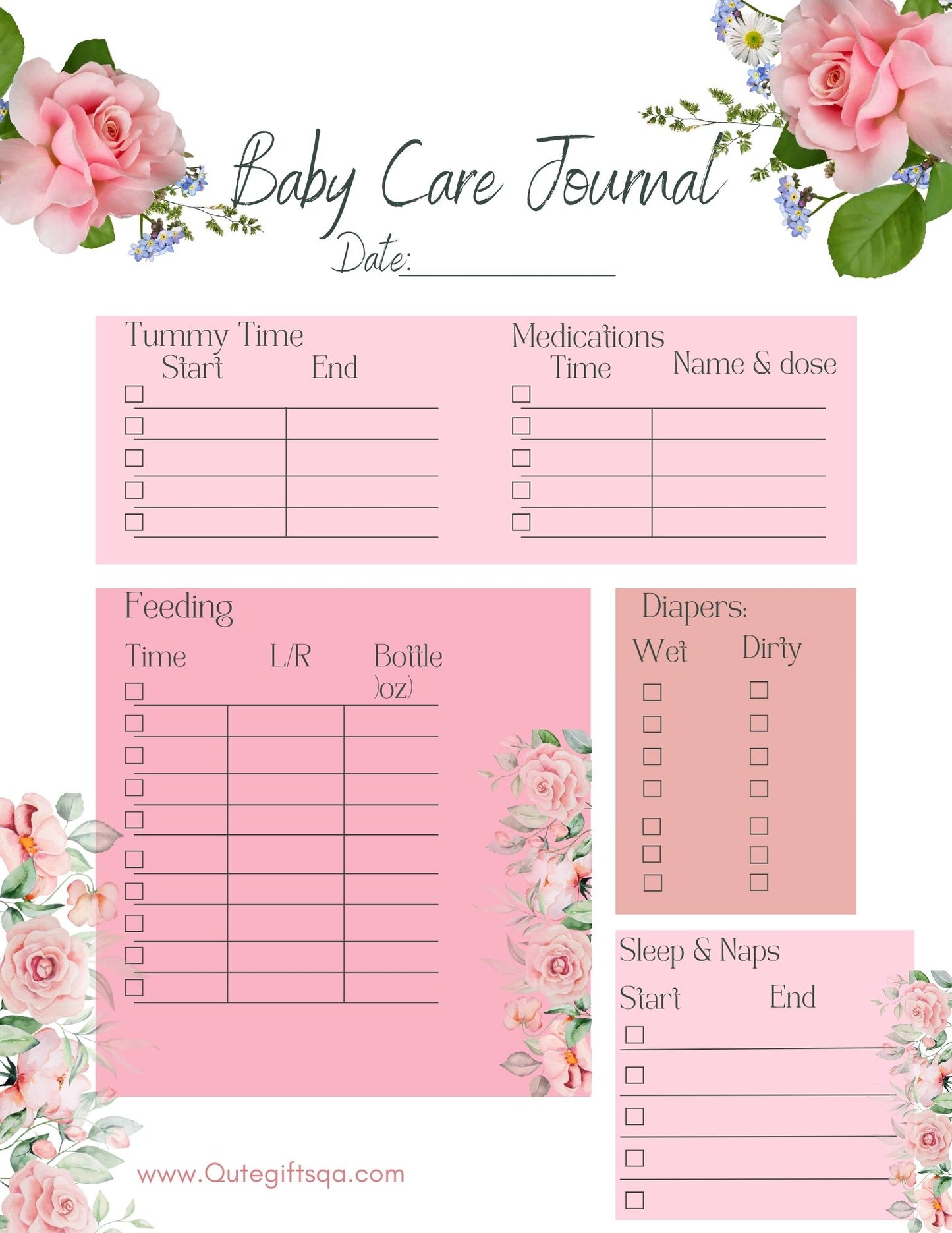 Baby Care Journal - Pink