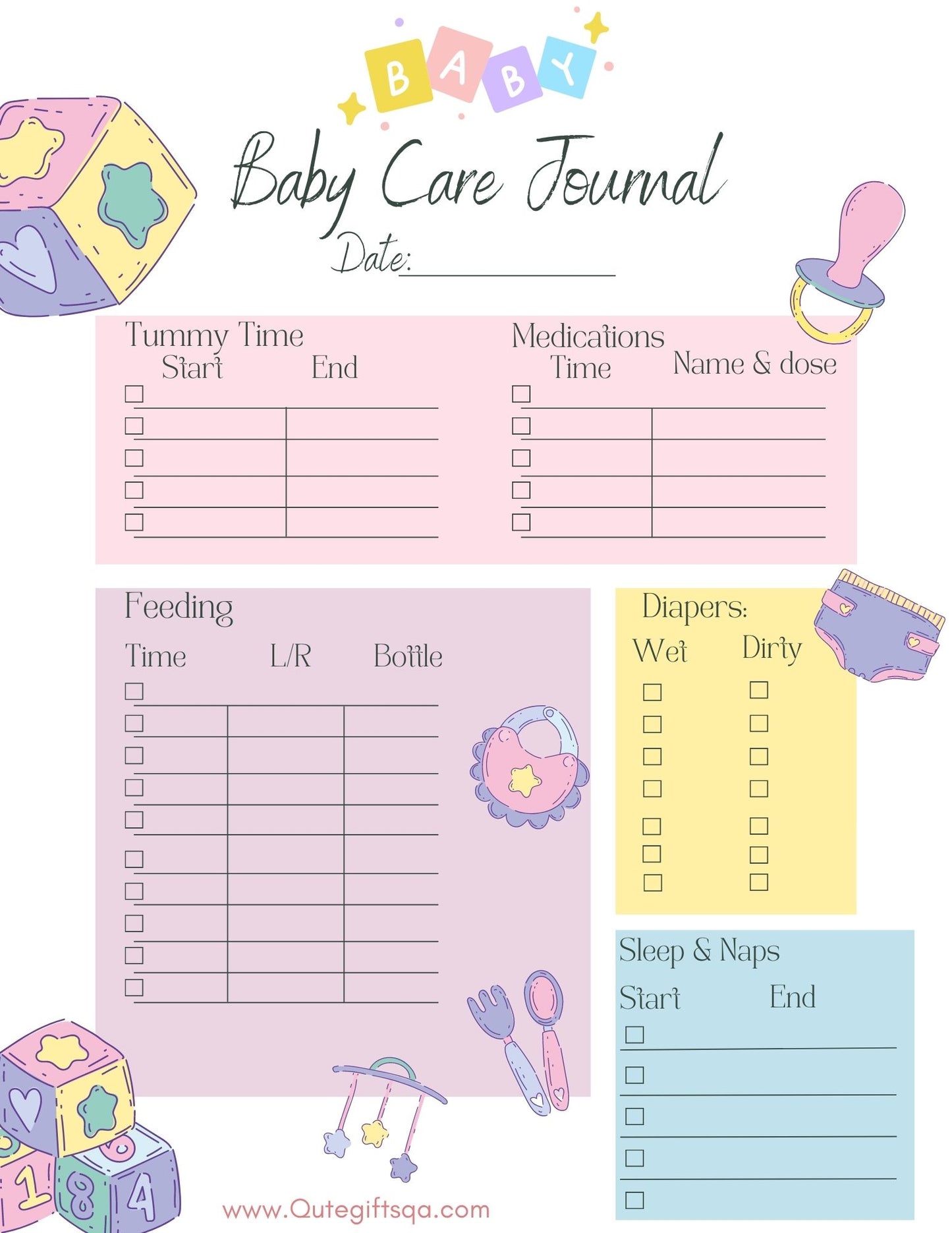 Baby Care Journal - Baby Motif