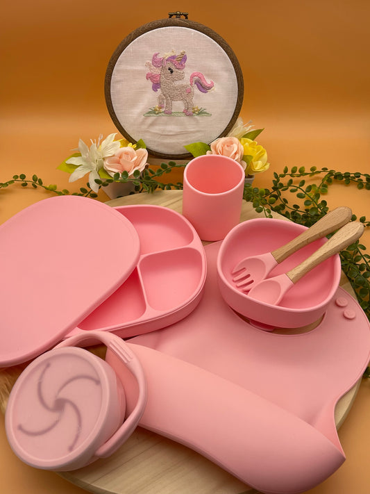 9-pieces-Baby Feeding Set - Blush Pink