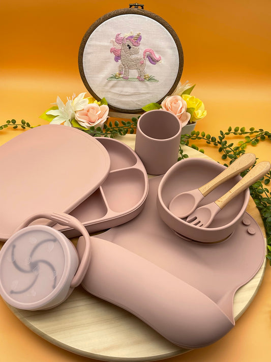 9 pieces -Baby Feeding Set - Rose pink