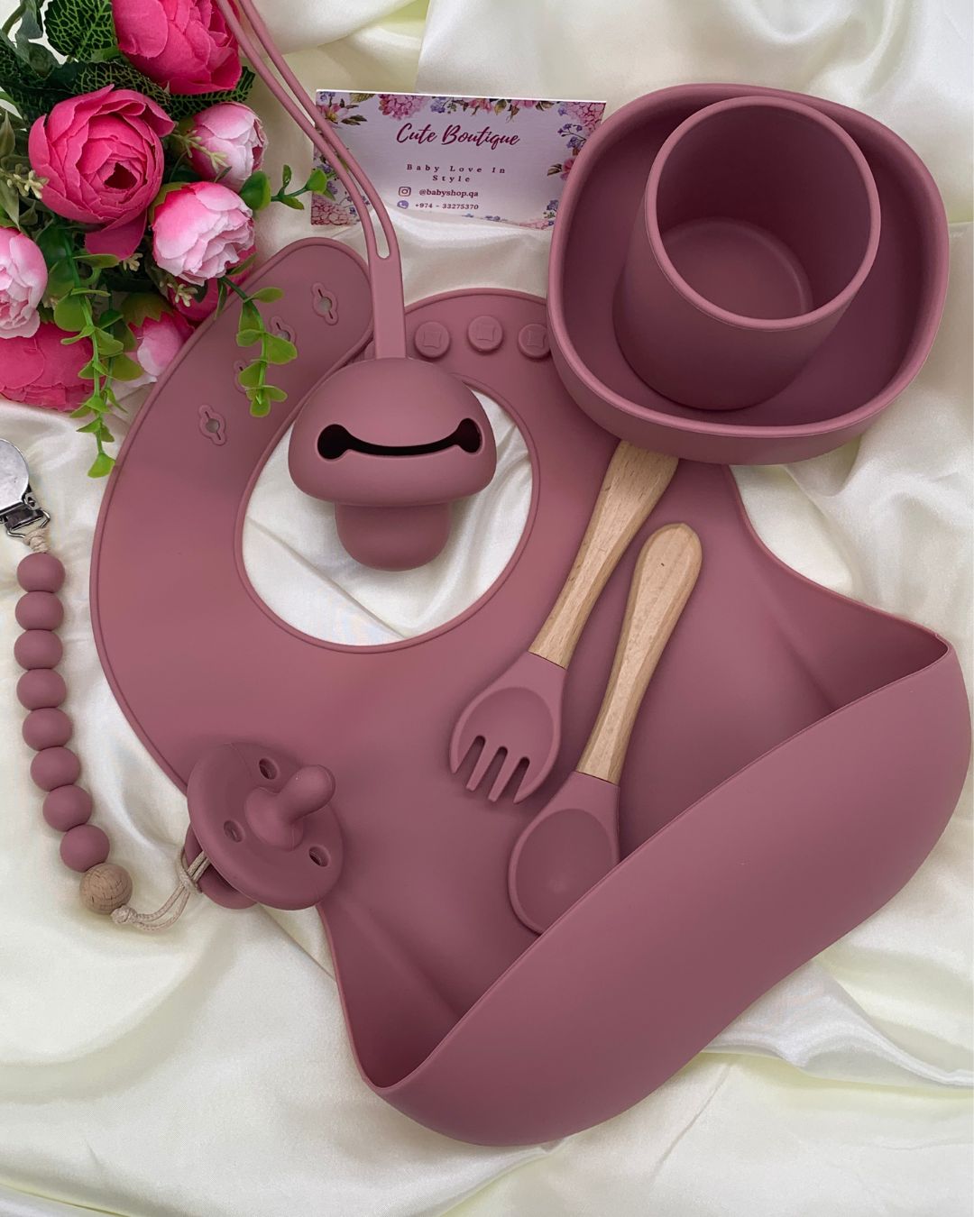 9-pieces -Newborn Essentials Gift Set - Dark Pink